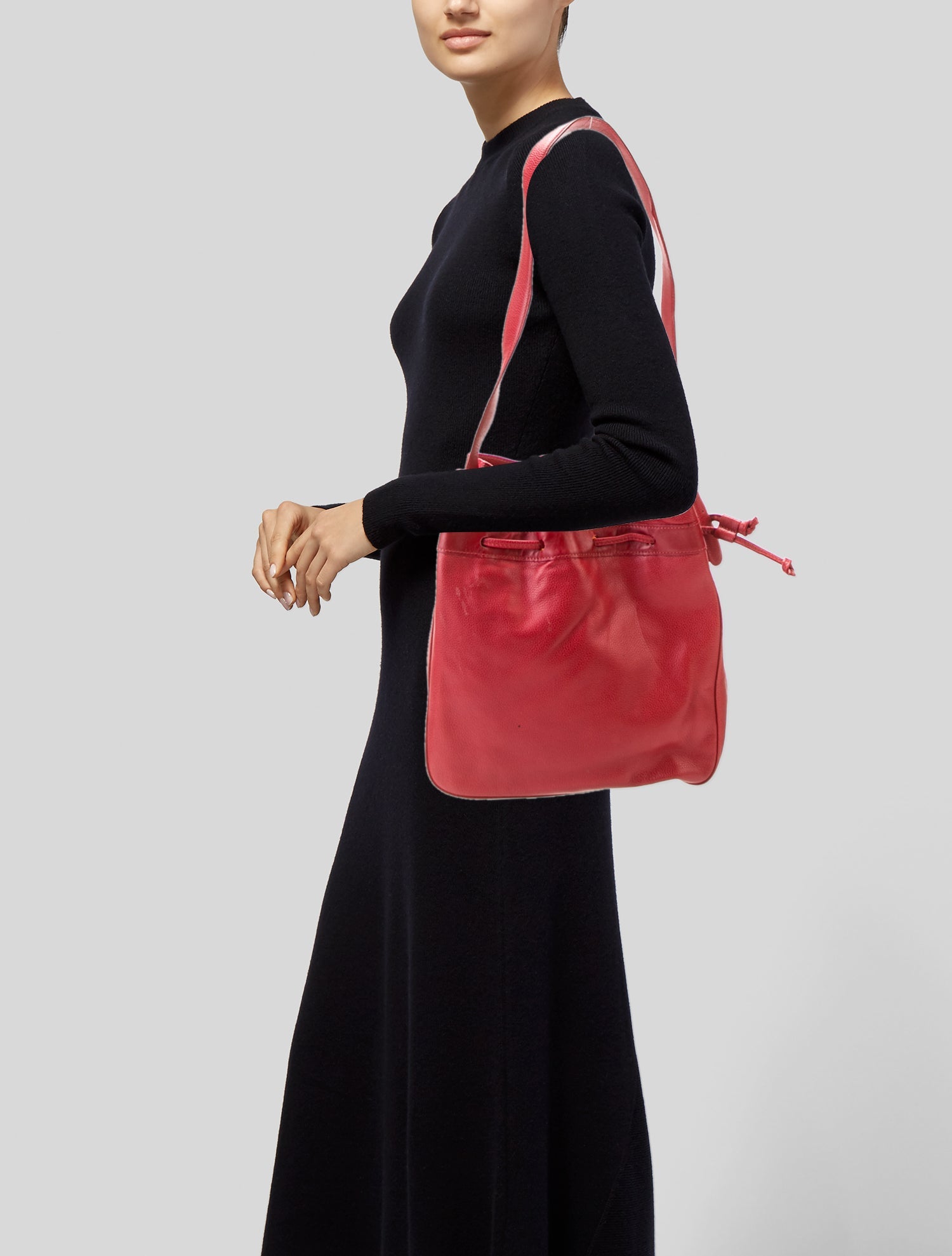 Longchamp Leather Bucket Bag